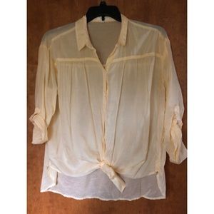 Maurice’s striped button up pastel yellow